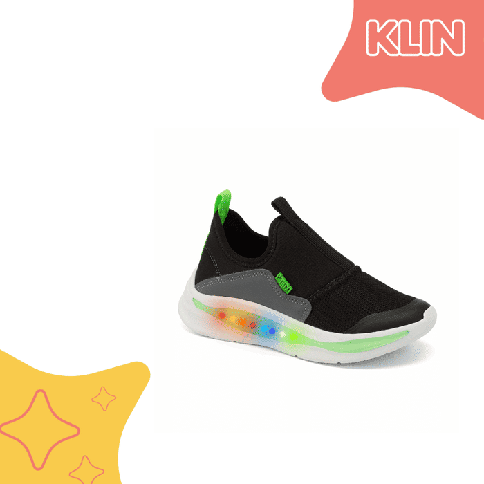 Tênis Klin Flash Led Infantil Cor Preto