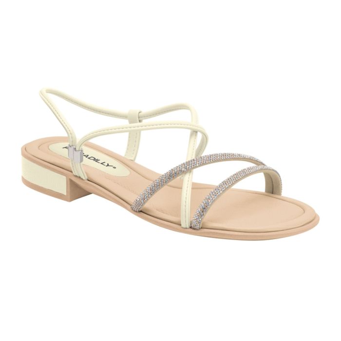 Sandália Piccadilly Salto Baixo Feminino Cor Off White