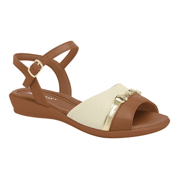 Sandália Piccadilly Salto Baixo Anabela Feminino Cor Ocre