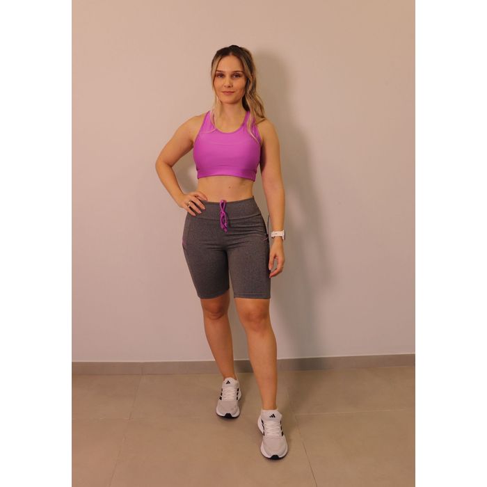 Bermuda Karamoella Com Bolso Feminino Cor Cinza