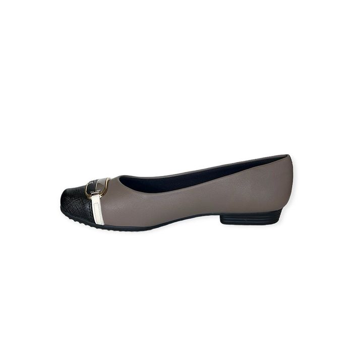 Sapatilha Piccadilly Feminino Cor Taupe/Preto