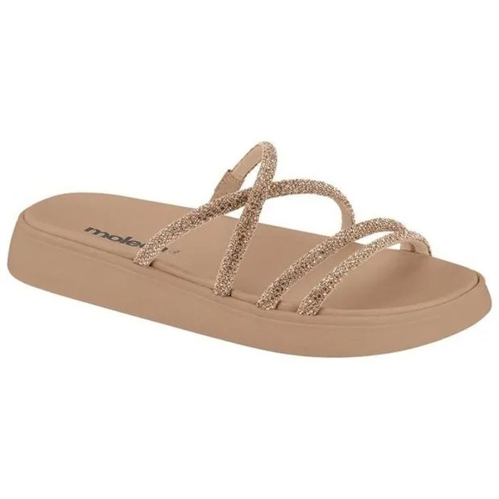 Papete Slide Moleca Com Brilho Feminino Cor Nude