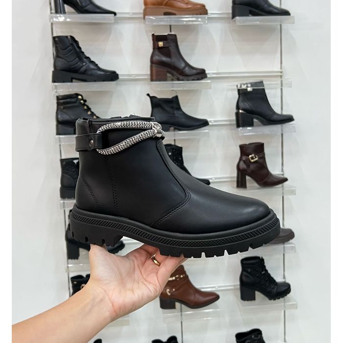 Coturno Moleca Cano Curto SaltoTratorado Feminino Cor Preto