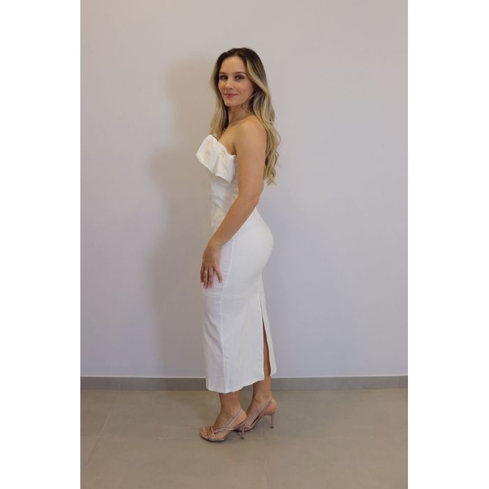 Vestido Midi My Crush Feminino Cor Off White