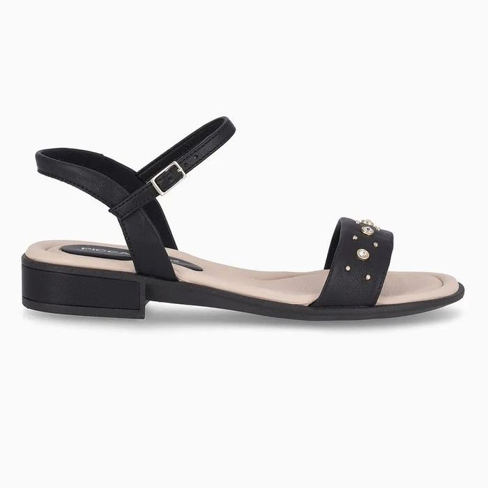 Sandália Piccadilly Salto Baixo Feminino Cor Preto