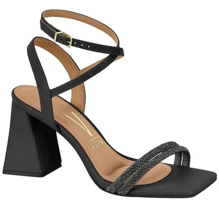 Sandália Vizzano Salto Bloco Médio Feminino Cor Preto