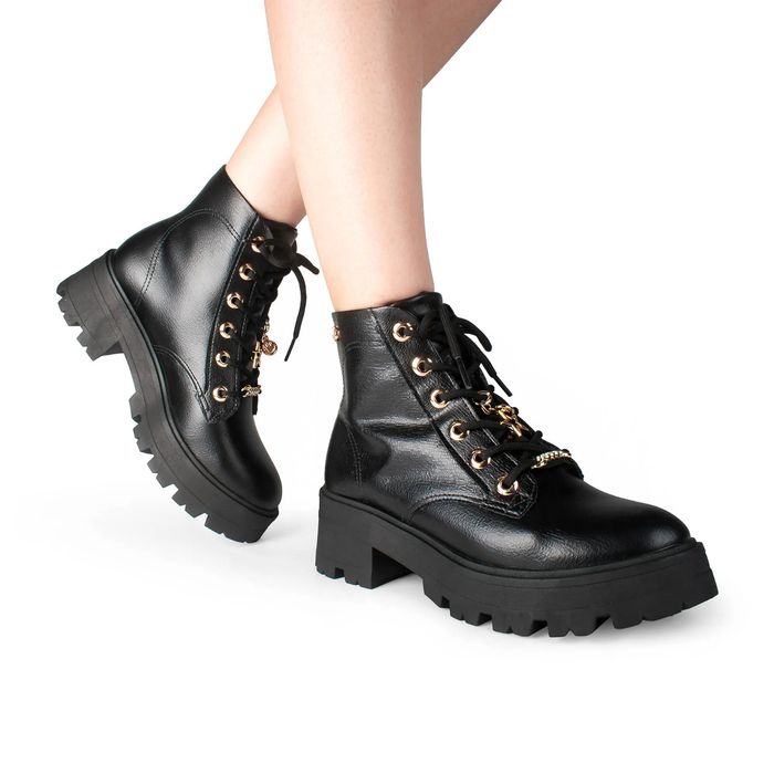 Coturno Dakota Cano Curto Salto Tratorado Feminino Cor Preto