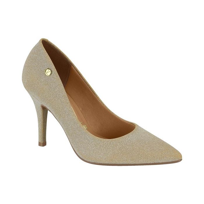 Scarpin Vizzano Salto Alto Bico Fino Feminino Dourado