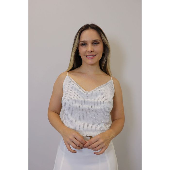 Regata Bellina Strass Feminino Cor Branco