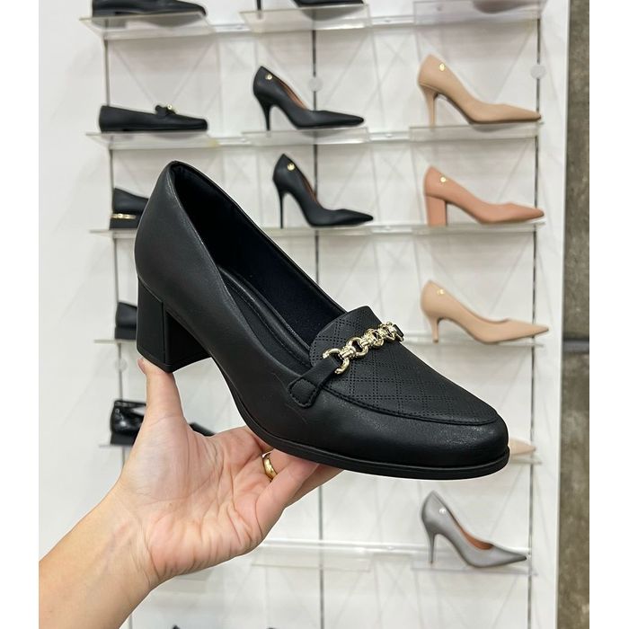 Sapato Piccadilly Salto Médio Feminino Cor Preto