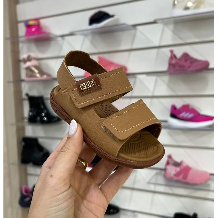 Sandália Papete Klin Tic Tac Infantil Masculino Capuccino