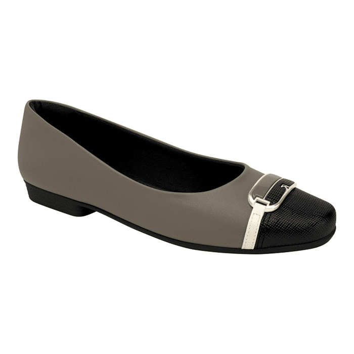 Sapatilha Piccadilly Feminino Cor Taupe/Preto