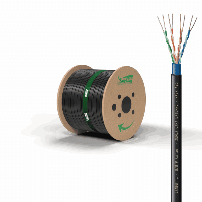 CABO LAN CAT5E 4P 24AWG CMX DUPLA CAPA BLINDADO 100% COBRE BOB 500M - CONDUTTI