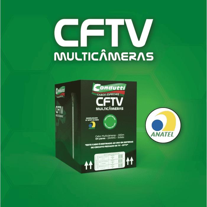 CABO CFTV MULTICAMERAS 4P 24AWG CMX DUPLA CAPA BLINDADO PT BOB 1000M - CONDUTTI