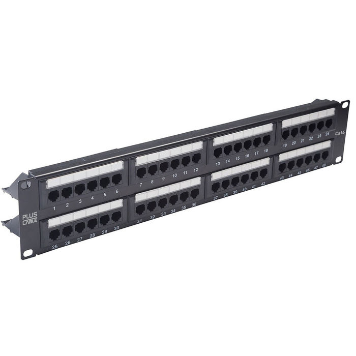 PATCH PANEL CAT6 48 PORTAS COM GUIA - LA-P648 - PLUSCABLE