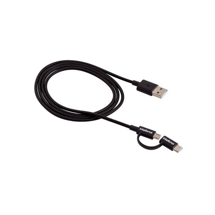 CABO USB - MICRO USB + USB-C 1,2M PVC PRETO EUABC 12PP