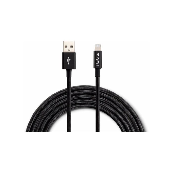 CABO USB - LIGHTNING 1,5M NYLON PRETO EUAL 15NP