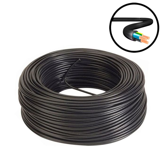 CABO PP 3X1,5MM P/MOTORES PRETO ROLO 100M - CONDUTTI