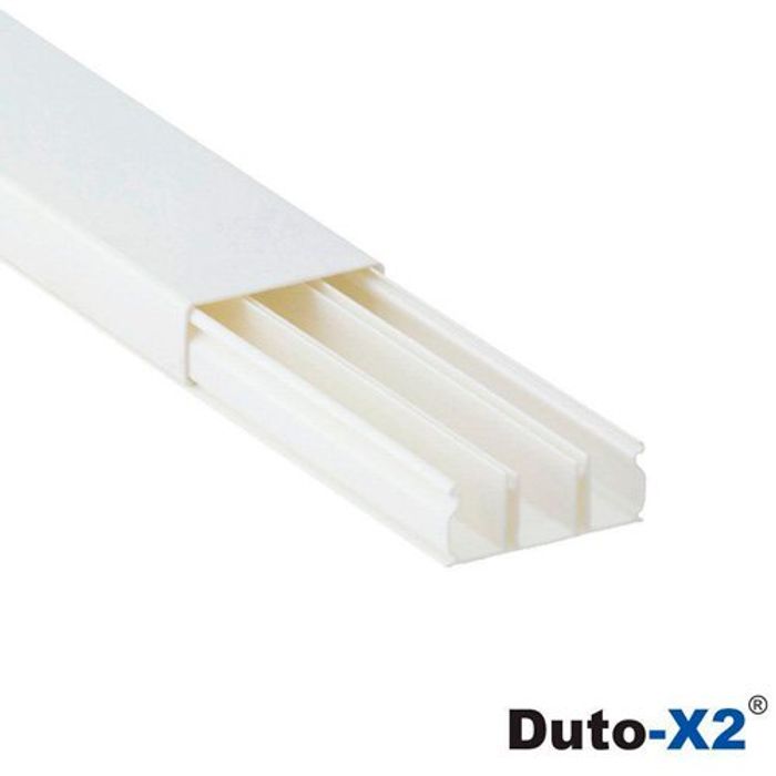 DUTO X2 SLIM 50X20 BRANCO C/DIVISOR - BARRA C/ 2000MM C/ADESIVO DUTOPLAST