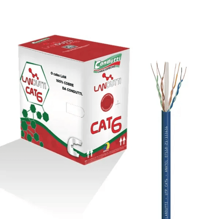 CABO LAN CAT6 4P 23AWG CMX HD 100% COBRE AZUL CAIXA 305M - CONDUTTI
