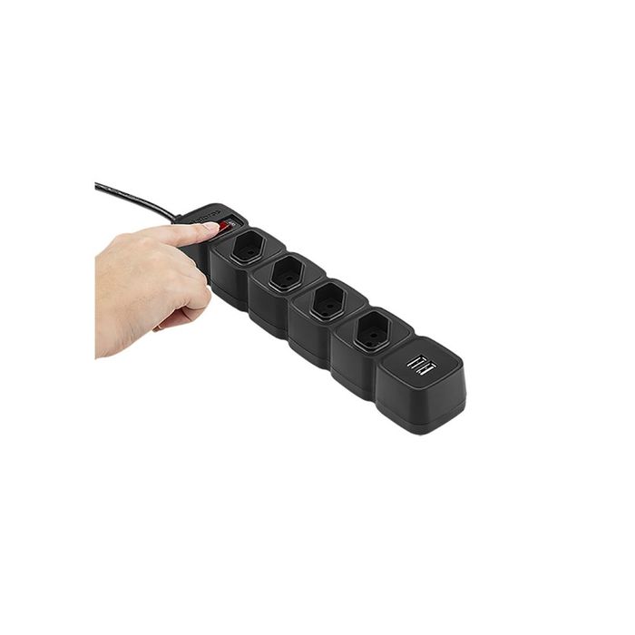 PROTETOR ELETRONICO C/ 4 TOMADAS E 2 USB - EPE 204 USB PT