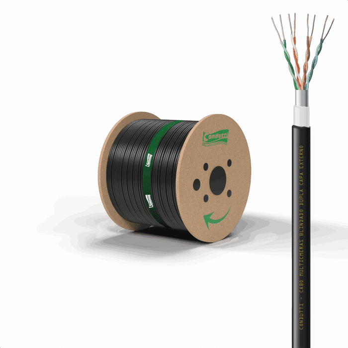 CABO CFTV MULTICAMERAS 4P 24AWG CMX DUPLA CAPA BLINDADO PT ROLO 100M - CONDUTTI