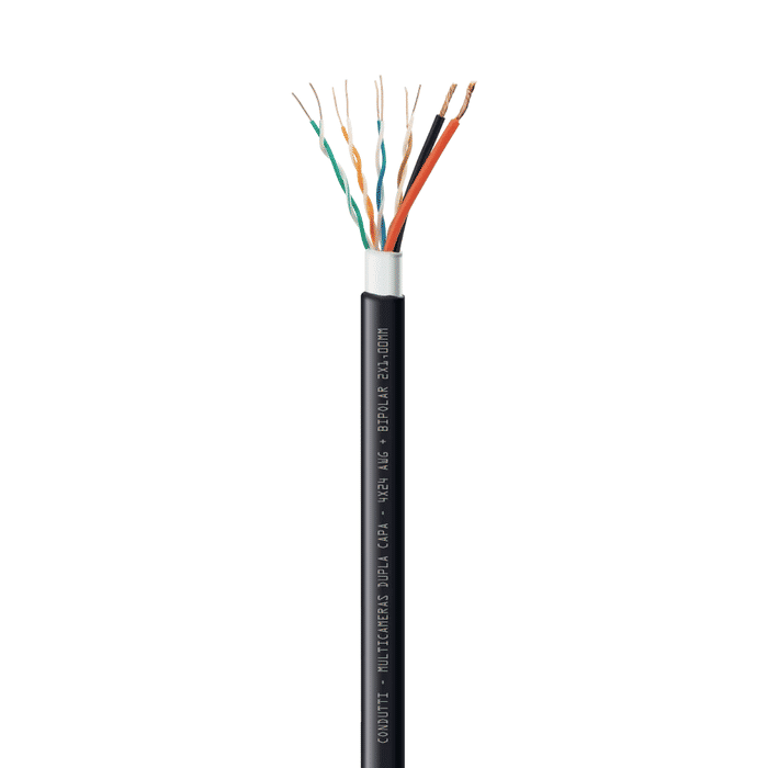 CABO CFTV MULTICAMERAS 4P 24AWG CMX + BIPOLAR BRANCO BOB 300M - CONDUTTI