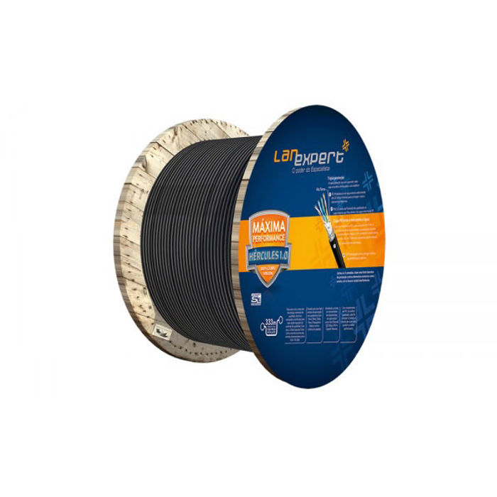 CABO LAN 4P CAT5E BLINDADO LAN EXPERT HERCULES PRETO COBRE BOB 333M - BLUECOM