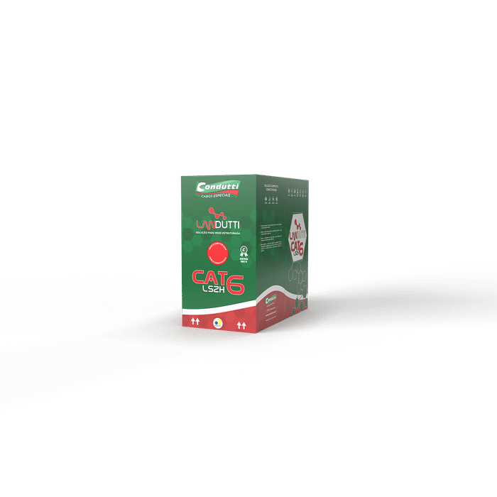 CABO LAN CAT6 4P 24AWG LSZH GIGABIT 100% COBRE VERMELHO CAIXA 305M - CONDUTTI