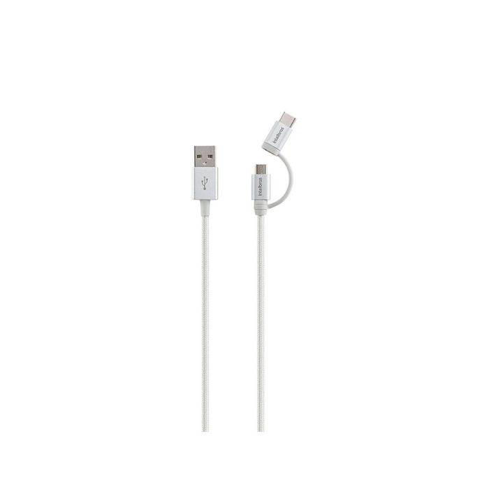 CABO USB - MICRO USB + USB-C 1,5M PVC BRANCO EUABC 15NB