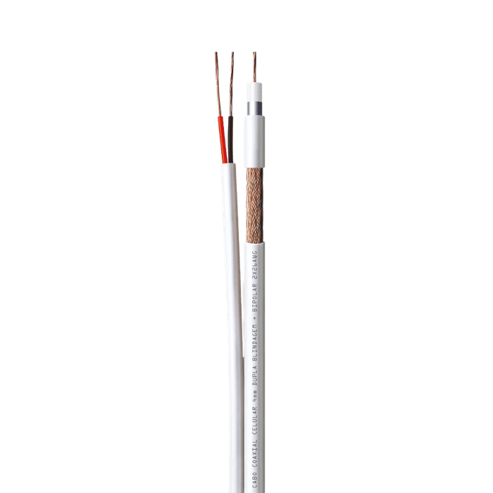 CABO COAXIAL 4MM DUPLA BLINDAGEM + BIPOLAR BRANCO CAIXA 100M - CONDUTTI