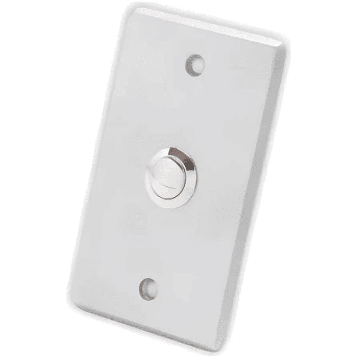 BOTAO DE SAIDA INOX AC6091 COM MOLDURA PRATA