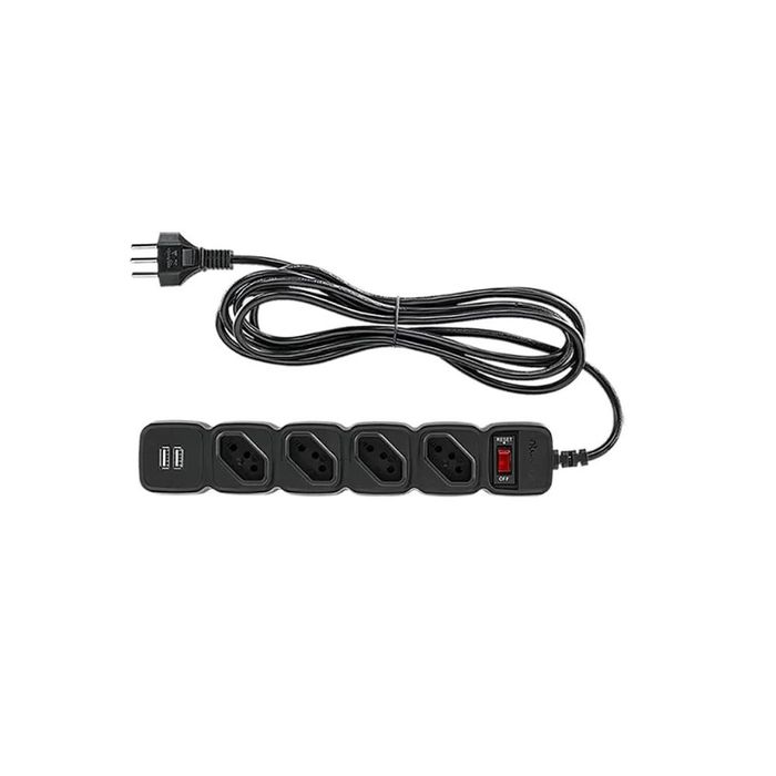 PROTETOR ELETRONICO C/ 4 TOMADAS E 2 USB - EPE 204 USB PT