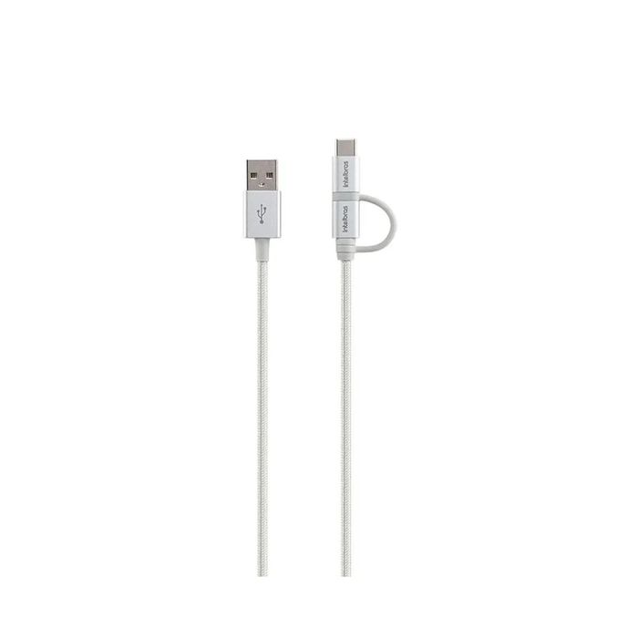 CABO USB - MICRO USB + USB-C 1,5M PVC BRANCO EUABC 15NB