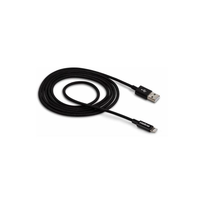 CABO USB - LIGHTNING 1,5M NYLON PRETO EUAL 15NP