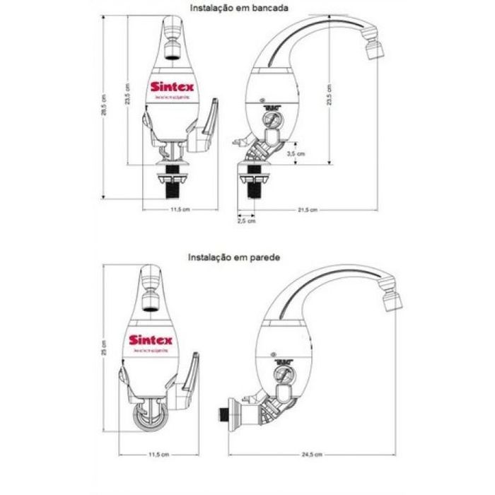 Torneira Elétrica Parede/Bancada Sintex 6500W Preta