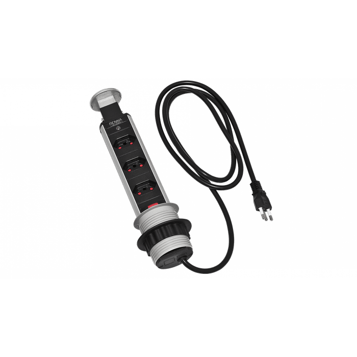 Torre de Tomada Multiplug com 3 tomadas Renna - Prata