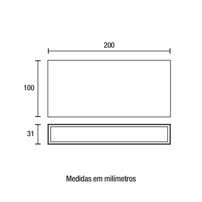 Arandela Mince 200mm 8W 3.000k - Preta