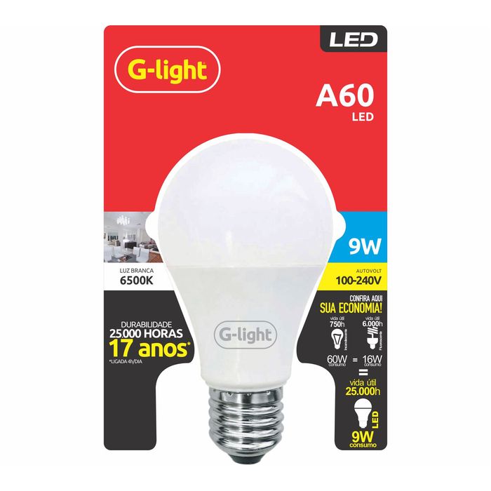 Lâmpada LED A60 9W 6500K Bivolt Glight