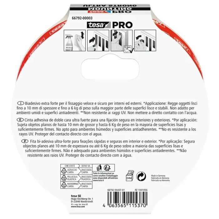 Fita Dupla Face Extra Forte Tesa Pro 5 metros
