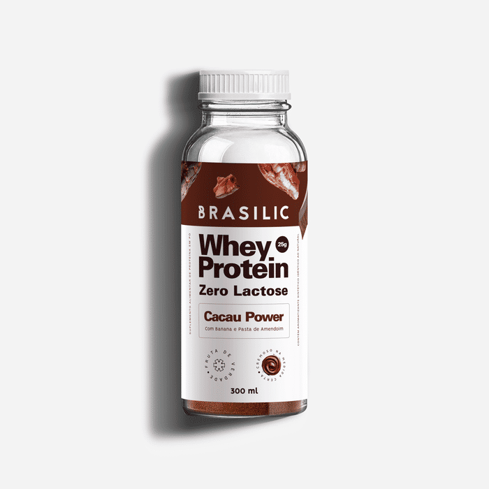 Whey Protein Concentrado Zero Lactose Cacau, banana e Pasta de amendoim Cacau Power Garrafinha