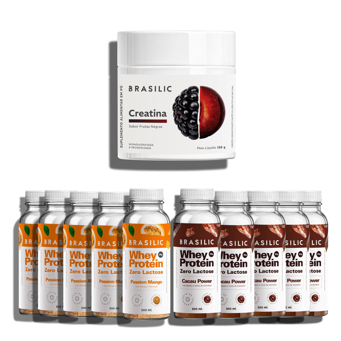 Combo 1 Creatina Frutas Negras 120g + 5 Und de Whey Passion Mango + 5 Und de Whey Cacau Power