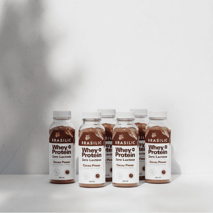 6 Unidades Whey Protein Concentrado Zero Lactose Cacau, banana e Pasta de amendoim Cacau Power Garrafinha