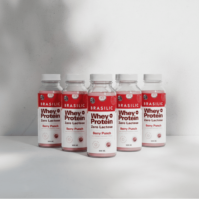 6 Unidades Whey Protein Concentrado Zero Lactose Frutas Vermelhas Berry Punch Garrafinha