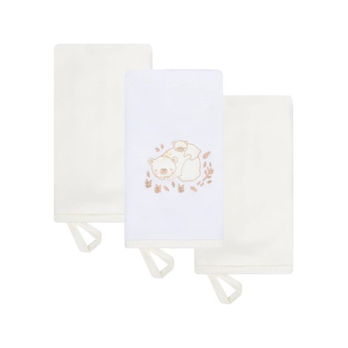 Kit 3 Toalhas de Boca para Bebê Básicas 32x37cm 100% Algodão