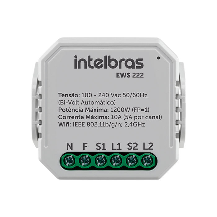 Mini controlador smart Wi-Fi com entrada para 2 interruptores - EWS 222