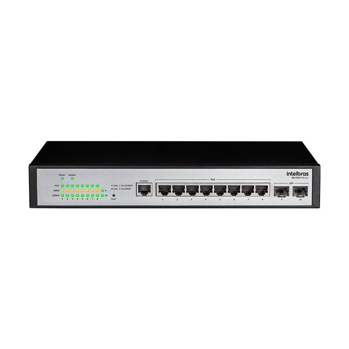 Switch gerenciável 8 portas Gigabit e 2 portas SFP - SG 1002 PoE L2+