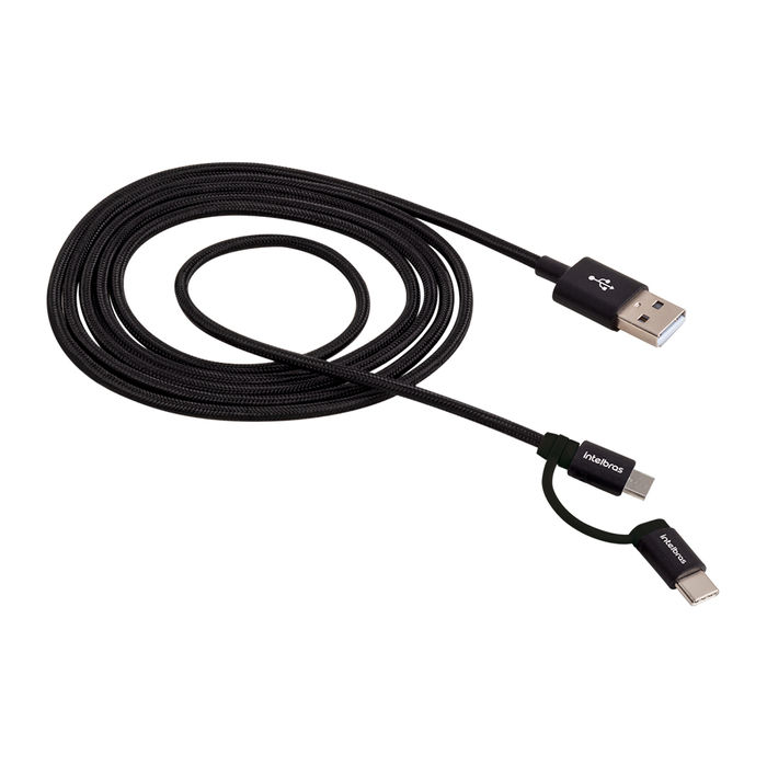 Cabo USB 2 em 1 em nylon micro USB + USB-C - EUABC 15NP
