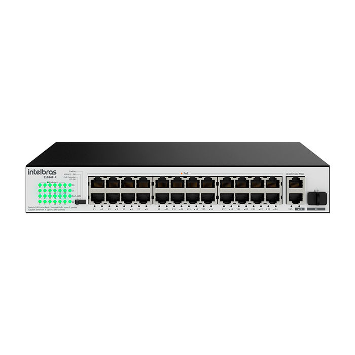 Switch 24 portas Fast Ethernet PoE +2 portas gigabit - S1026F-P