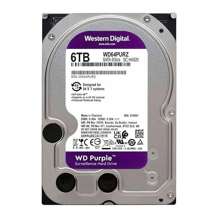 HD WD Purple™ Disco rígido para CFTV 6TB - WD64PURZ